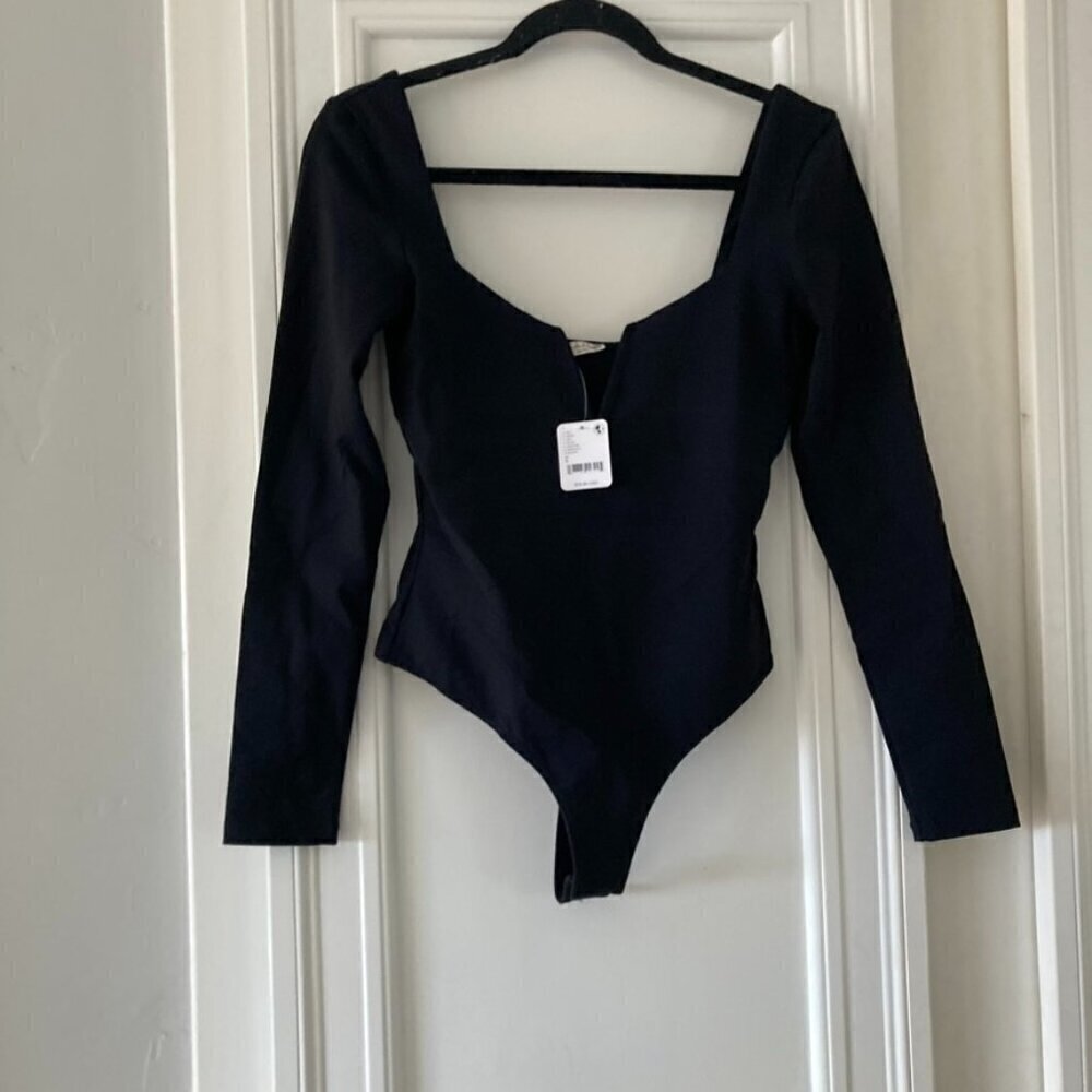 NWT Intimately Free People Stars Aligned V-Wire Bodysuit Black Sz S
